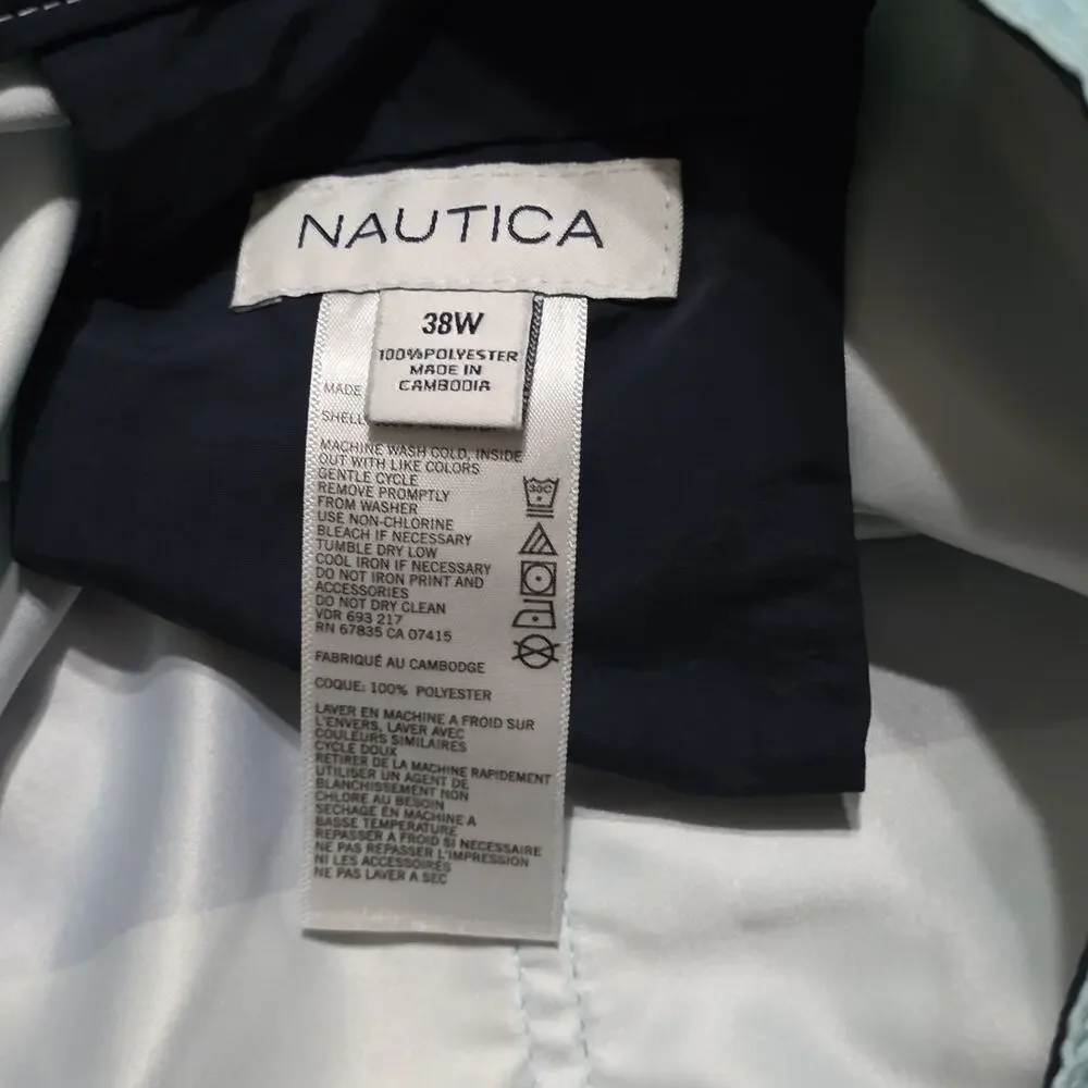 Nautica Men’s Board Shorts 38W Blue Colorblock Swim Trunks 100% Polyester